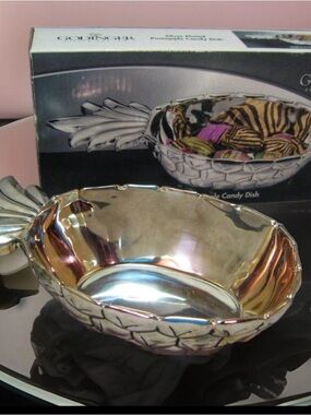 Pineapple Candy Dish GODINGER SILVER ART CO Bowl Silver Plated Tiki Party 9X5X4